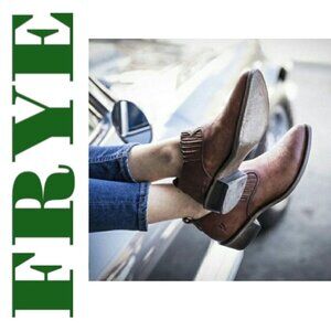 FRYE Billy Urban Cowboy Shootie Leather Slip On Charcoal Brown Gray, Size 6.5